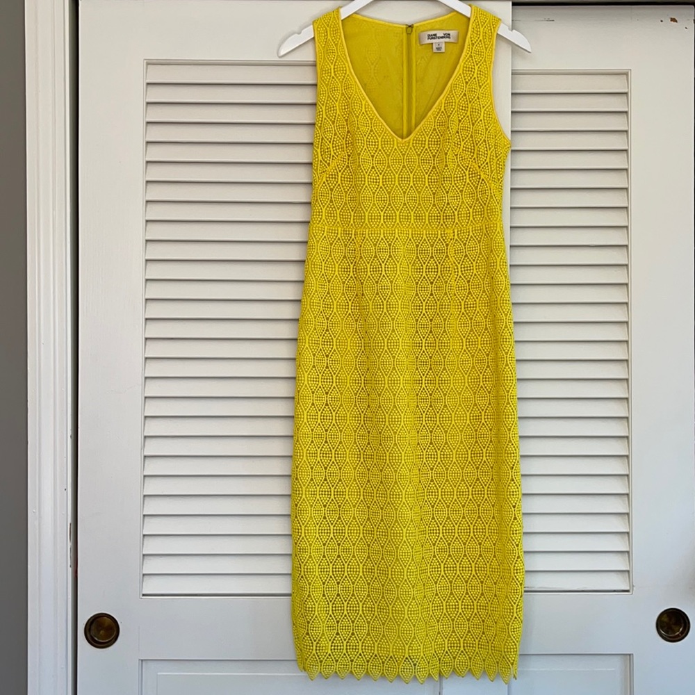 Diane Von Furstenberg Yellow Lace Dress